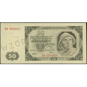 50 złotych 1.07.1948, seria DH, numeracja 0000024, perf...