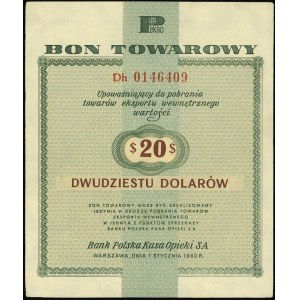 Bank Polska Kasa Opieki SA, bon na 20 dolarów, 1.01.196...