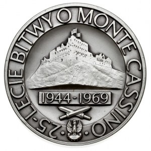 25 lecie Bitwy pod Monte Cassino, medal z 1969 r. sygno...