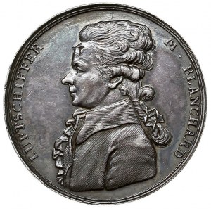Pokaz lotu balonem nad Wrocławiem 1789 r., medal niesyg...