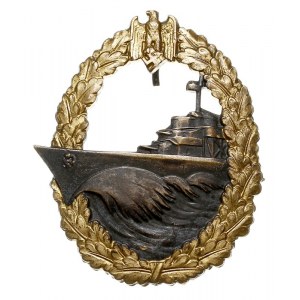 Odznaka bojowa Kriegsmarine, brąz złocony 53.5 x 45 mm,...