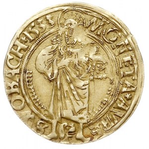 goldgulden 1533, Schwabach, Aw: Krzyż z tarczami cztere...