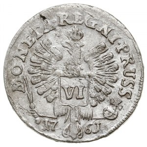 szóstak 1761, Królewiec, srebro 2.03 g, Diakov 730, Bit...