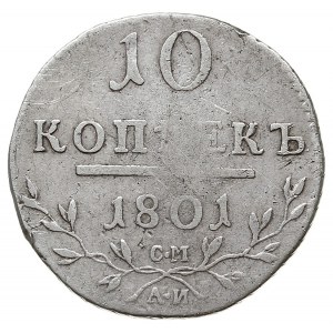 10 kopiejek 1801 / СМ АИ, Petersburg, srebro 1.86 g, Bi...