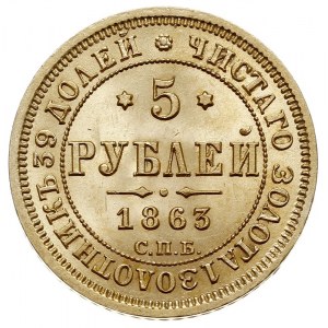 5 rubli 1863 / СПБ МИ, Petersburg, złoto 6.58 g, Bitkin...