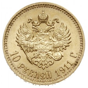 10 rubli 1911 / (ЭБ), Petersburg, złoto 8.59 g, Bitkin ...