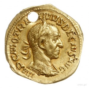 Trajan Decjusz 249-251, aureus 249-251, Rzym, Aw: Popie...