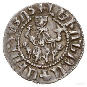 Lewon I 1198-1219, tram, Aw: Król siedzący na tronie na...