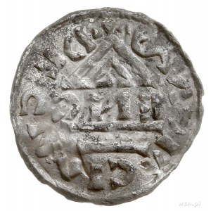 Ratyzbona, książę Henryk IV 995-1002, denar, Aw: Dach k...