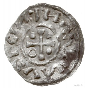 Ratyzbona, książę Henryk IV 995-1002, denar, Aw: Dach k...