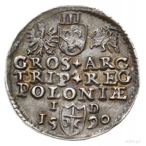 trojak 1590, Olkusz, odmiana z herbem Przegonia podskar...