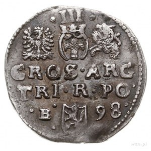 trojak 1598, Bydgoszcz, litera B z lewej strony herbu L...