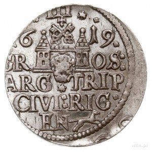 trojak 1619, Ryga, odmiana z małą głową króla, Iger R.1...