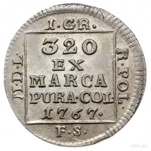 1 grosz srebrem 1767, Warszawa, mała korona i małe cyfr...
