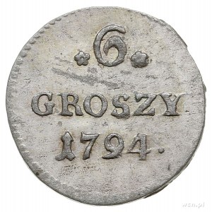 6 groszy 1794, Warszawa, małe cyfry daty, cyfra wartośc...