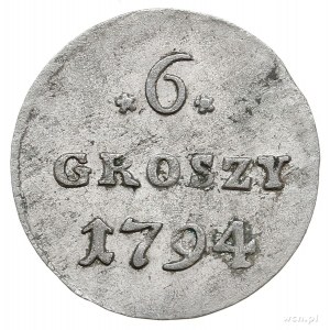 6 groszy 1794, Warszawa, duże cyfry daty, Plage 209