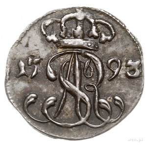 szeląg 1793, Gdańsk, czyste srebro 0.53 g, Plage 491, b...