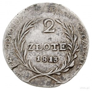 2 złote 1813, Zamość, w dacie cyfry 1 i 3 ściśnięte, Pl...