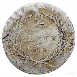 2 złote 1813, Zamość, w dacie cyfry 1 i 3 rozsunięte, P...