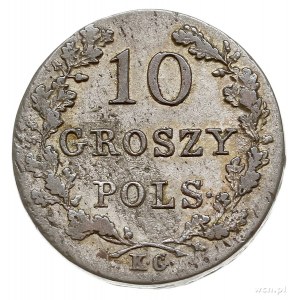 10 groszy 1831, rzadsza odmiana z jednym żołędziem nad ...