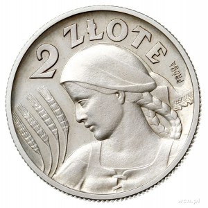 2 złote 1927, Warszawa, głowa kobiety z kłosami, na rew...