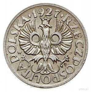 1 grosz 1927, Warszawa, jak moneta obiegowa, ale w sreb...