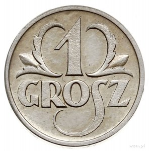 1 grosz 1927, Warszawa, jak moneta obiegowa, ale w sreb...