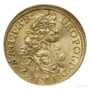 Leopold I, 1658-1705, 1/6 dukata 1691, Wrocław, Aw: Pop...