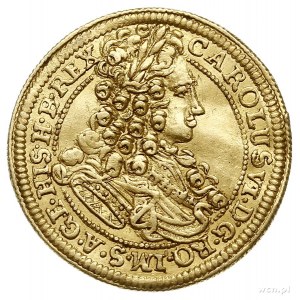 Karol VI 1711-1740, dukat 1714, Wrocław, Aw: Popiersie ...