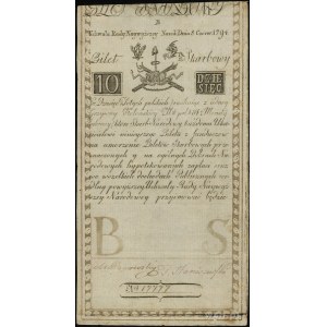10 złotych polskich 8.06.1794, seria B, numeracja 17777...