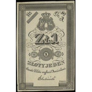 1 złoty 1831, podpis: Łubieński, próbny druk - biały ci...