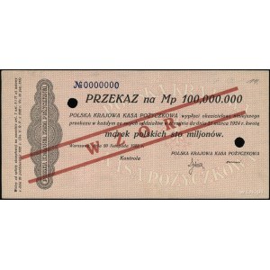 przekaz na 100.000.000 marek polskich 20.11.1923, ukośn...