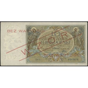 10 złotych 20.07.1926, po obu stronach ukośny czerwony ...