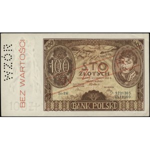 100 złotych 9.11.1934, po obu stronach czerwony ukośny ...
