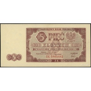 5 złotych 1.07.1948, seria BK, numeracja 5805482, Lucow...