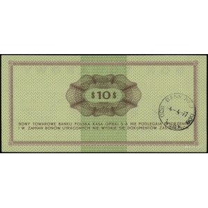 bon na 10 dolarów 1.10.1969, seria FF, numeracja 157017...