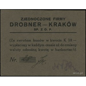 Kraków, Zjednoczone Firmy Drobner, 50 halerzy i 1 koron...