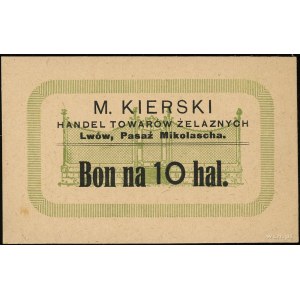 Lwów, M. Kierski, Handel Towarów Żelaznych, bony na 10,...