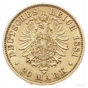 Henryk XIV 1867-1913, 20 marek 1881 A, Berlin, złoto 7....