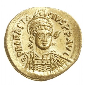 solidus 492-507, Konstantynopol, Aw: Popiersie cesarza ...