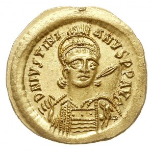 solidus, 527-537, Konstantynopol, Aw: Popiersie cesarza...