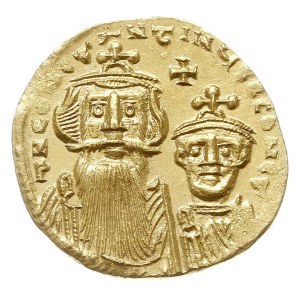 solidus 654-659, Konstantynopol, Aw: Popiersia cesarzy ...