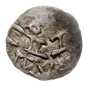 pieniądz z lat 1382-1392, Aw: W obwódce litera H lub N,...