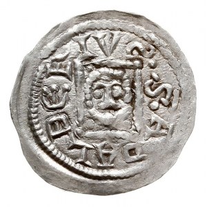 denar, 1146-1157, Aw: Książę z mieczem na tronie, BOLEZ...