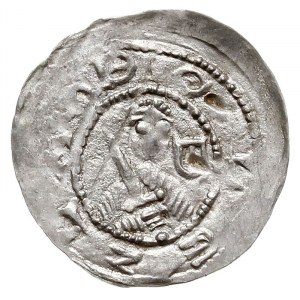 denar, 1157-1166, Aw: Popiersie z mieczem, Rw: Trzej ks...