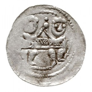 denar, 1146-1157, Aw: Dwaj książęta, Rw: Rycerz stojący...