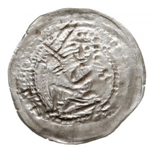 denar jednostronny z lat 1239-1249, mennica Gniezna; Ry...
