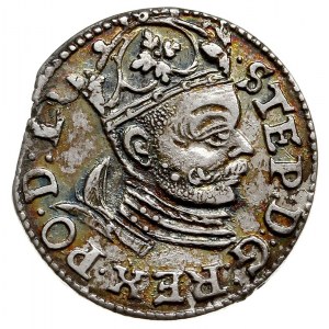 trojak 1585, Ryga, odmiana z małą głową króla, Iger R.8...