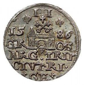 trojak 1586, Ryga, odmiana z małą głową króla, Iger R.8...