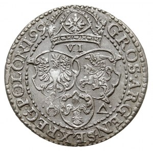 szóstak 1599, Malbork, odmiana z małą głową króla, pięk...